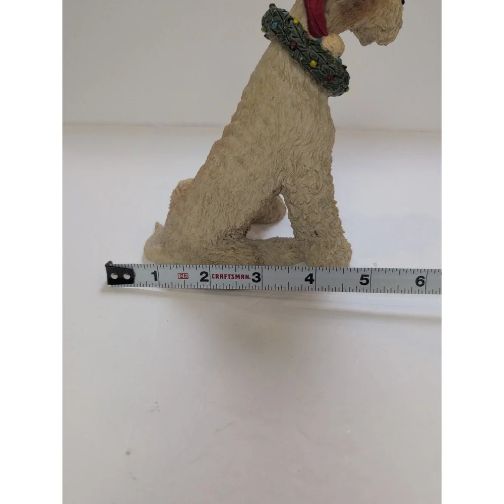 Vintage Christmas TERRIER Schnauzer Dog FIGURINE Resin Statue RARE - Santa 6